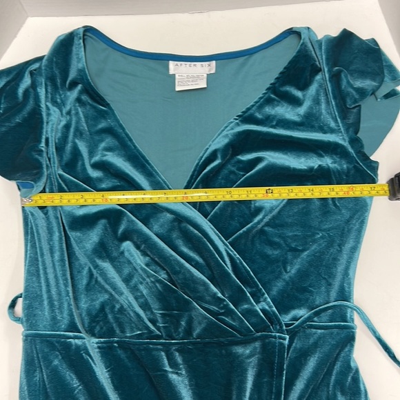 NWT After Six Velvet Flutter Sleeve Wrap Maxi Dress with Side Hip Pockets - Picture 13 of 14